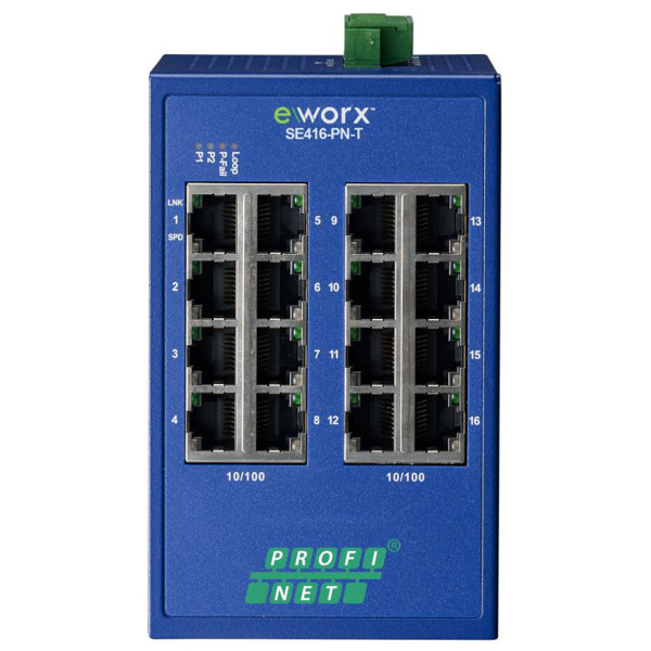 SE416-PN-T Industrie Netzwerk Switch mit 16 Ports und PROFINET Unterstützung von B+B SmartWorx.