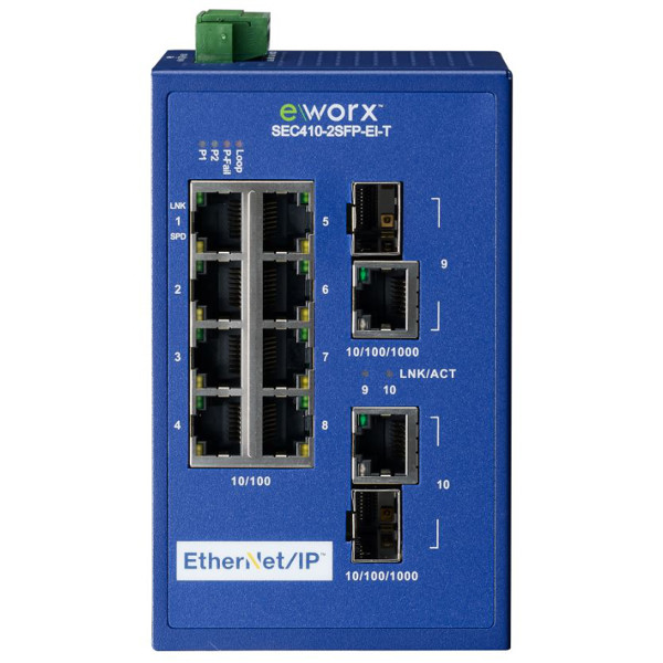 SEC410-2SFP-EI-T EtherNet/IP Industrie Switch mit 10 Ports von Advantech B+B SmartWorx.