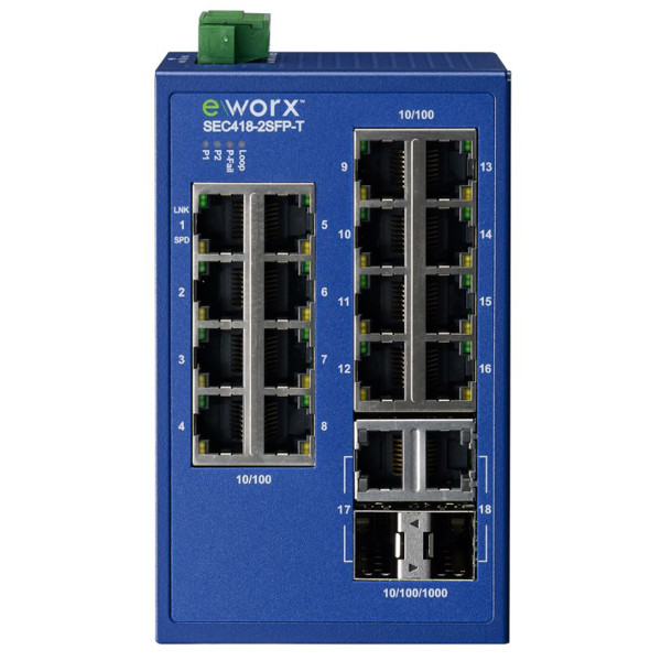 SEC418-2SFP-T - Advantech B+B SmartWorx 16+2 SFP Port Industrial Ethernet Switch SEC418-2SFP-T Industrial Ethernet Switch mit 16 Ethernet + 2 SFP Ports von B+B SmartWorx.