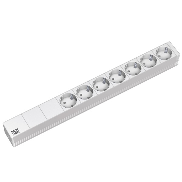 333.406 von Bachmann ist eine 7-fache Schuko Steckerleiste mit Netz- und Frequenzfilter.