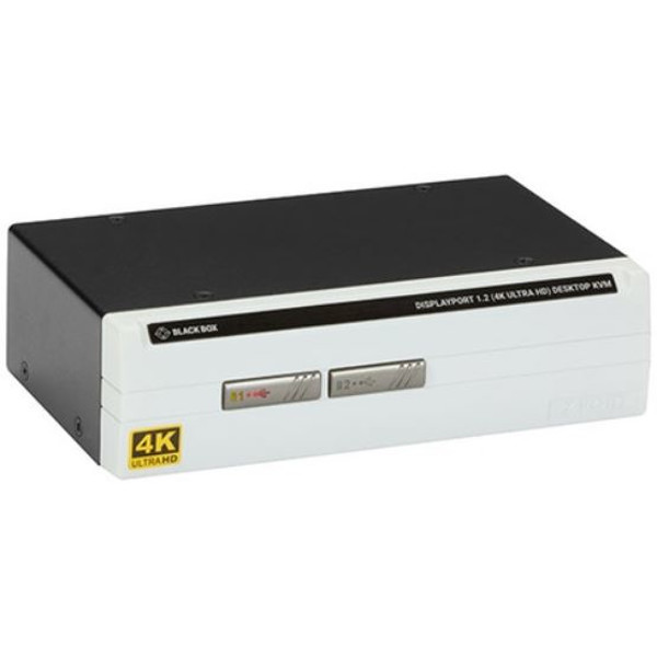 KV6202A 4K60 DisplayPort 1.2 KVM Switch mit HDCP und True Transparent USB von Black Box