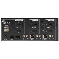 KV6222A 4K 60 Dual DisplayPort 1.2 KVM Switch mit True Transparent USB und HDCP von Black Box Rückseite