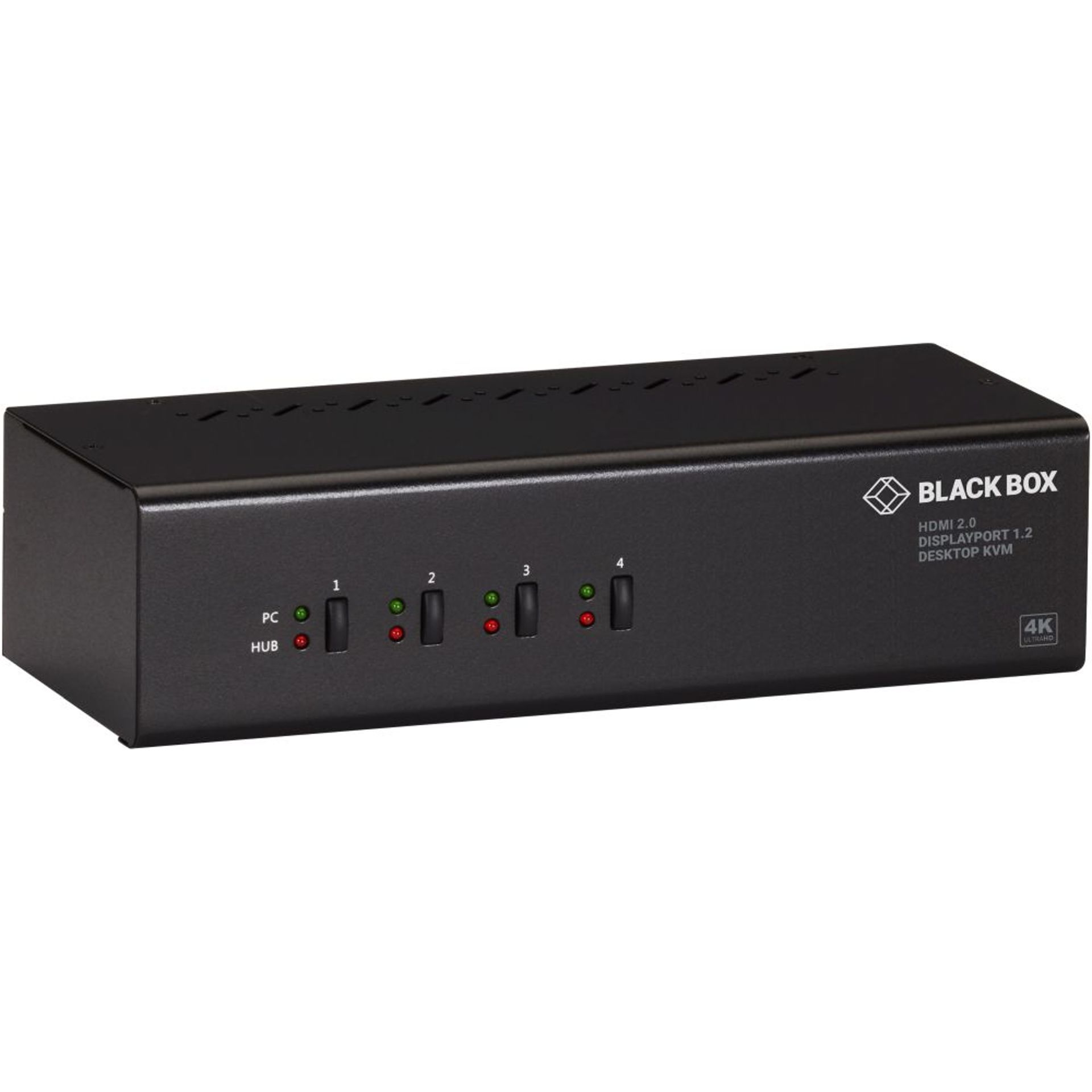 KV6224DPH Black Box 4Port Dual Monitor DisplayPort/HDMI KVM Switch mit einem 2Port USB 3.0 Hub