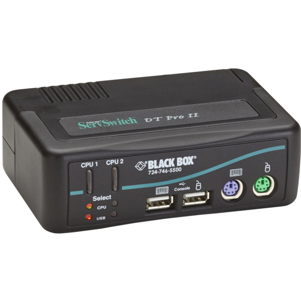 KV7020A 2-Port ServSwitch DT PRO II VGA KVM Switch für PS/2 oder USB Computer von Black Box