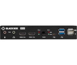 KVD200-2H 4K60 UHD HDMI Dual Monitor KVM Switch mit 2x HDMI und 2x DP Ports von Black  Front