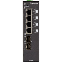 LIE402A industrieller Gigabit Ethernet 802.3bt PoE++ Netzwerk Switch mit 4x RJ45 und 2x SFP Ports von Black Box Front