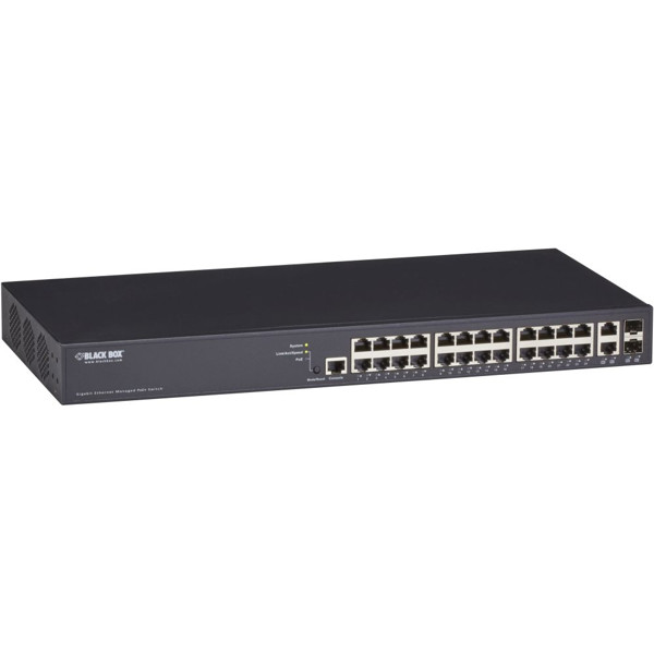 LPB2926A Gigabit Managed PoE+ Switch mit 24x RJ45 PoE und 2x Dual Medien RJ45/SFP Ports von Black Box