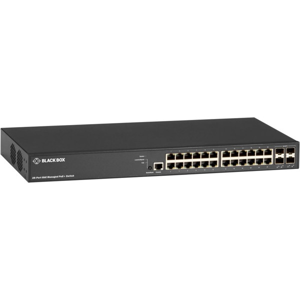 LPB3028A verwalteter Gigabit Ethernet Switch mit 24x RJ45 PoE+ und 4x SFP/SFP+ Ports von Black Box