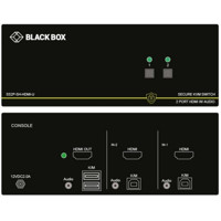 SS2P-SH-HDMI-U sicherer KVM Schalter mit NIAP 3.0 Zertifizierung, EDID Learning und Emulation und 4K HDMI von Black Box Vorder und Rückseite