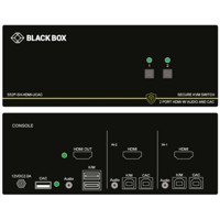 SS2P-SH-HDMI-UCAC sicherer KVM Schalter mit NIAP 3.0 Zertifizierung, EDID Learning und Emulation und 4K HDMI von Black Box Vorder und Rückseite