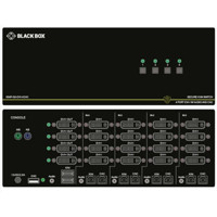 Vorder und Rückseite von dem SS4P-QH-DVI-UCAC Sicheren KVM Switch mit DVI I Quad Head, UCAC Ports, EDID Learning und NIAP 3.0 Zertifizierung von Black Box