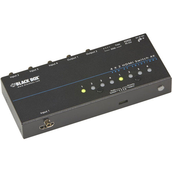 VSW-HDMI4X2-4K HDMI 4x2 Matrix Switch mit 4x Ein- und 2x Ausgängen von Black Box