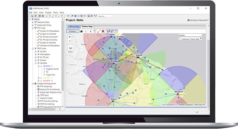 LINKPlanner Planungssoftware für die Planung und Optimierung eines Wireless-Netzwerks von Cambium Networks