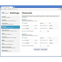 Webinterface des P2520 Websensors von Comet System mit 2 Kanälen für 0-20mA Signale.