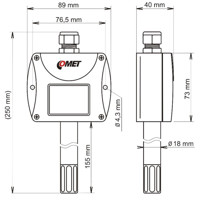 T3113Ex Temperatur und Feuchtigkeit Transmitter mit 4-20mA und ATEX Zertifizierung von Comet System Zeichnung