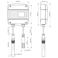 T6641 CO2 Websensor mit POE Stromversorung und 2 Kabelsensoren von Comet System Zeichnung