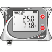 U0122 Temperatur Datenlogger mit einem internen Sensor und einer PT1000 Sonde von Comet System Zeichnung