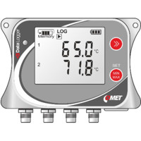 U0141 Temperatur Datenlogger mit 4 Anschlüssen für PT1000 Sonden von Comet System Zeichnung