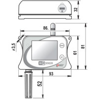 W0710 WiFi Temperatursensor mit einem Messbereich von -30 °C bis 60 °C von Comet System Zeichnung