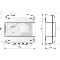 W0941 LoRaWAN IoT Temperatursensor mit 4x ELKA Anschlüssen für Pt1000/E Sensoren von Comet System Zeichnung Zeichnung des W0941 LoRaWAN IoT Temperatursensor mit 4x ELKA Anschlüssen von Comet System