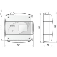 W0941E IoT LoRaWAN Sensor mit 4x CINCH Eingängen für PT1000/C Sensoren von Comet System Zeichnung Zeichnung des W0941E IoT LoRaWAN Sensor mit 4x CINCH Eingängen von Comet System
