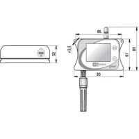 W4710 WiFi Sensor für das Messen der Temperatur, Luftfeuchtigkeit, CO2 Konzentration und des Luftdruck von Comet System Zeichnung