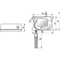 W7710 Wi-Fi Sensor für die Messung der Temperatur, Luftfeuchtigkeit und des Luftdruck von Comet System Zeichnung