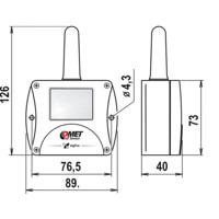 W7810 drahtloses Sigfox IoT Thermometer, Hygrometer und Barometer von Comet System Zeichnung