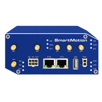 Vorderseite mit verschiedenen Anschlüssen des SmartMotion LTE Routers von B+B SmartWorx (Conel).