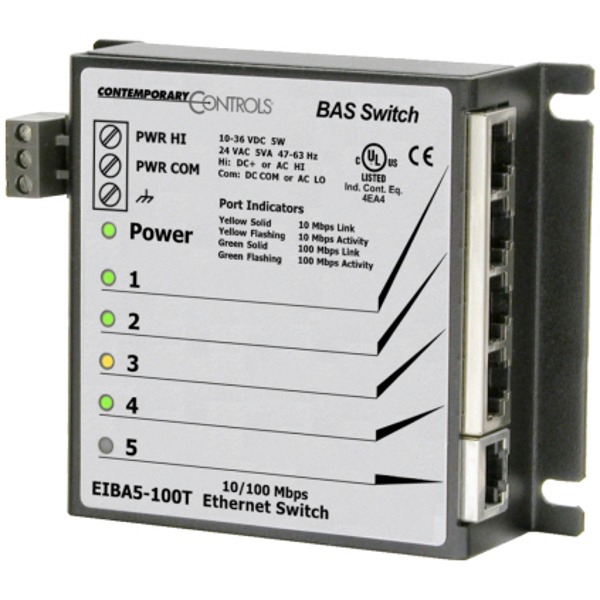 Der EIBA5-100T von Contemporary Controls ist ein Unmanaged Switch.