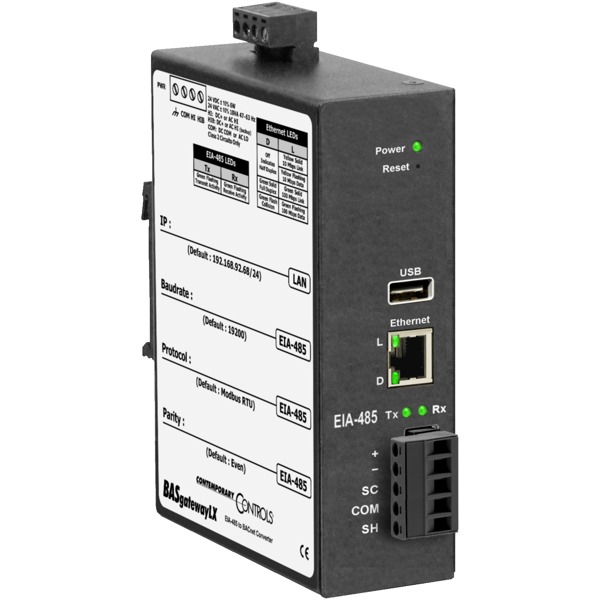 Der BASgatewayLX von Contemporary Controls ist ein Modbus zu BACnet Gateway.