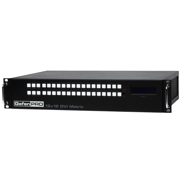 GEF-DVI-16416-PB von Gefen ist ein DVI Matrix-Switcher mit 16x16 Ports.