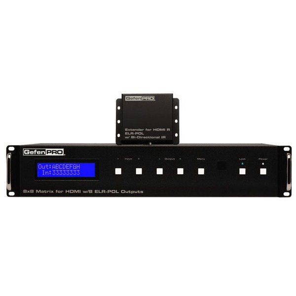 GEF-HDFST-848-8ELR HDMI Matrix Switcher von Gefen mit 8 ELR PoL Ausgängen.