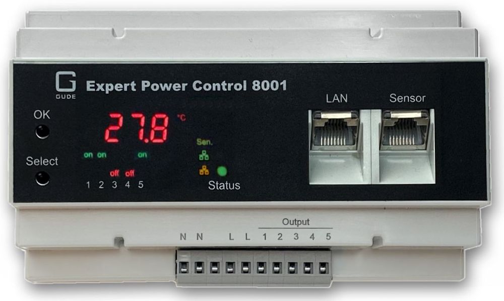 Expert Power Control 8001-1 Hutschienen IP PDU mit 5x Lastausgängen von Gude Front