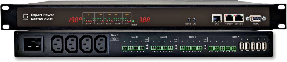 Expert Power Control 8291-1 Schaltbare 19 Zoll IP-PDU für AC/DC Spannungsversorgung von Gude