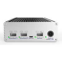 VisionXS-IP-DP-UHR kompakter DisplayPort 1.2 KVM over IP Extender von Guntermann und Drunck Tubus Gehäuse von hinten