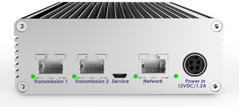 VisionXS-IP-DP-UHR kompakter DisplayPort 1.2 KVM over IP Extender von Guntermann und Drunck Tubus Gehäuse von hinten