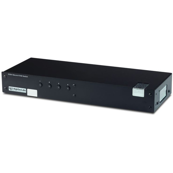 K504 Secure KVM Switch von High Sec Labs mit 4 Ports für DisplayPort, USB und PS/2.