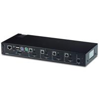 Rückseite mit Anschlüssen des K504 Secure KVM Switches von High Sec Labs.