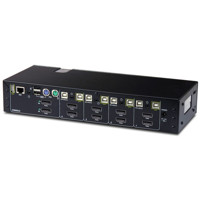 Rückseite mit den Anschlüssen des K524E Secure KVM Switches von High Sec Labs.