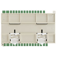 Unterseite mit DIN-Rail Clips der Damocles2 2404 SNMPv3 Remote I/O Einheit von HW group.