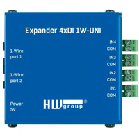 Expander 4xDI 1W-UNI Industrial Erweiterungsmodul mit 4 Trockenkontakte für Poseidon und Ares Geräte von HW group von oben