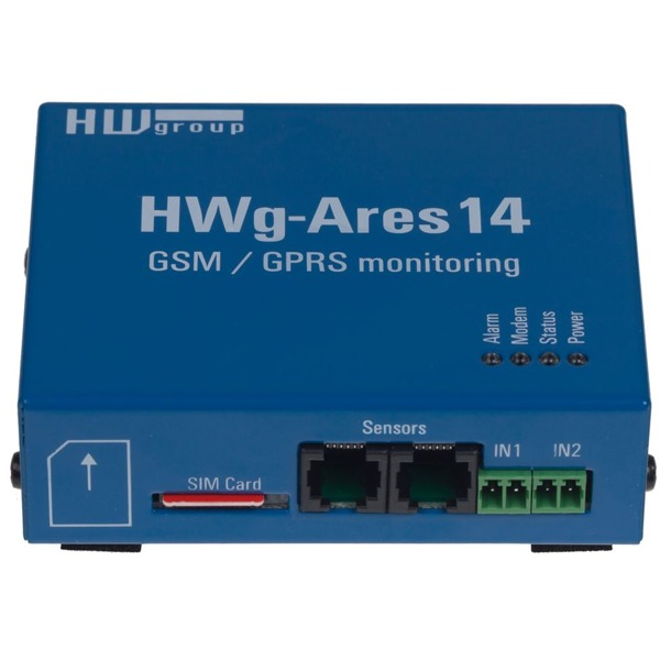 HWg-Ares14 von HW group überwacht bis zu 14 Sensoren und 2 Trockenkontakte überall wo Mobilfunk vorhanden ist.