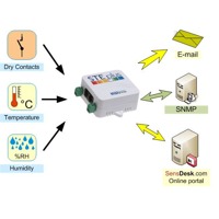 Diagramm des Meldesystems eines HWg-STE Plus Ethernet Thermometers.