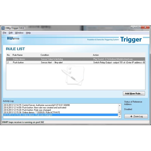 HWg-Trigger Alarmierungssoftware von HW group bei Grnzwertüberschreitungen.
