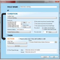 Interface zum Erstellen von Regeln bei der HWg-Trigger Software von HW group.