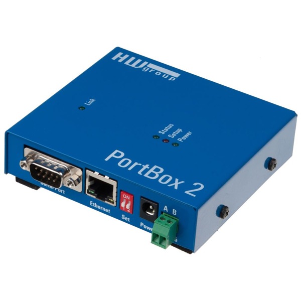 PortBox2 von HW group verbindet Full RS-232/485 serielle Ports mit dem Netzwerk und unterstützt 9-bit Protokolle.