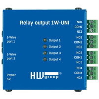 Relay Output 1W-UNI Industrial Expander mit 4 Relais Ausgängen von HW group oben