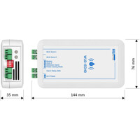 Gr&ouml;&szlig;e des kompakten WLD-ECHO Leckagesensor von HW group