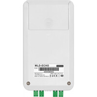 R&uuml;ckseite des kompakten WLD-ECHO Leckagesensor von HW group